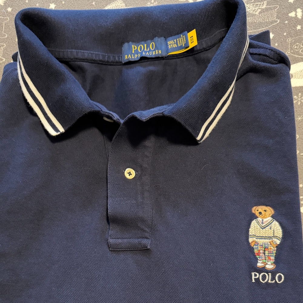 Ralph Lauren men’s Big and Tall Dark Blue Polo with embroidered polo Bear
